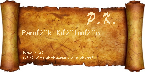 Panák Kálmán névjegykártya